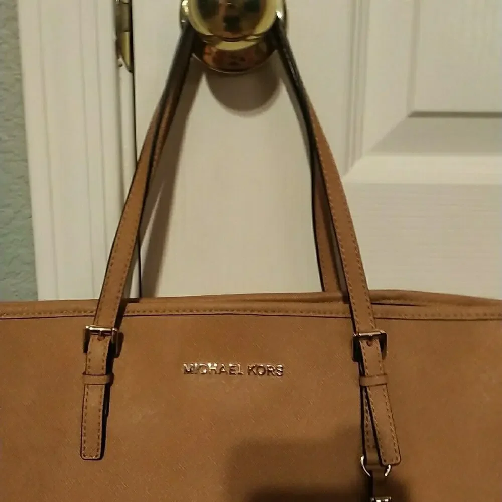 Michael Kors Tan Leather Handbag Large Tote Shopper Bag EUC